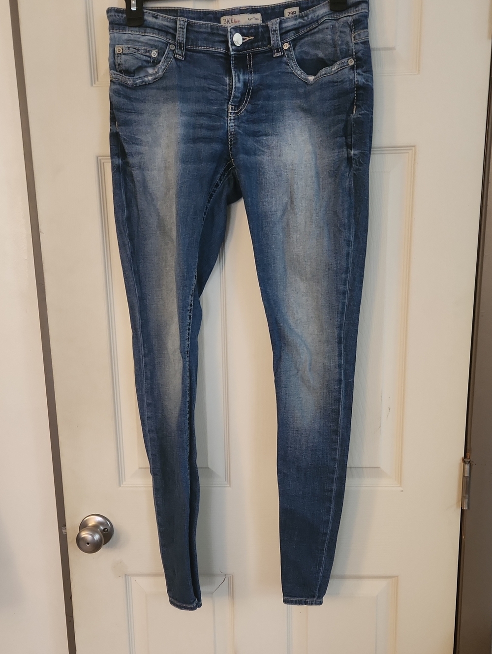BKE Women's Washed Blue Skinny Jeans